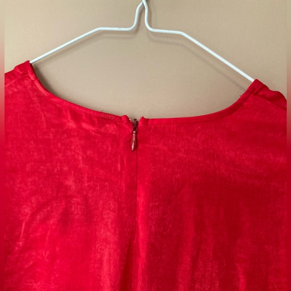 NWT - ZARA❤️red long balloon sleeves v neck tie dress romper - size XS - Picture 3 of 12